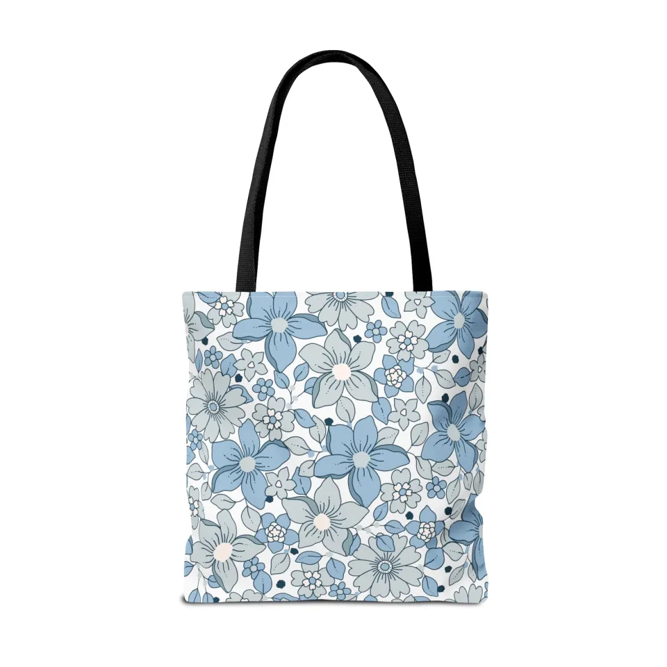 Blue And Grey Flowers Tote Bag (AOP)