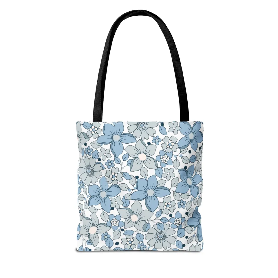 Blue And Grey Flowers Tote Bag (AOP)