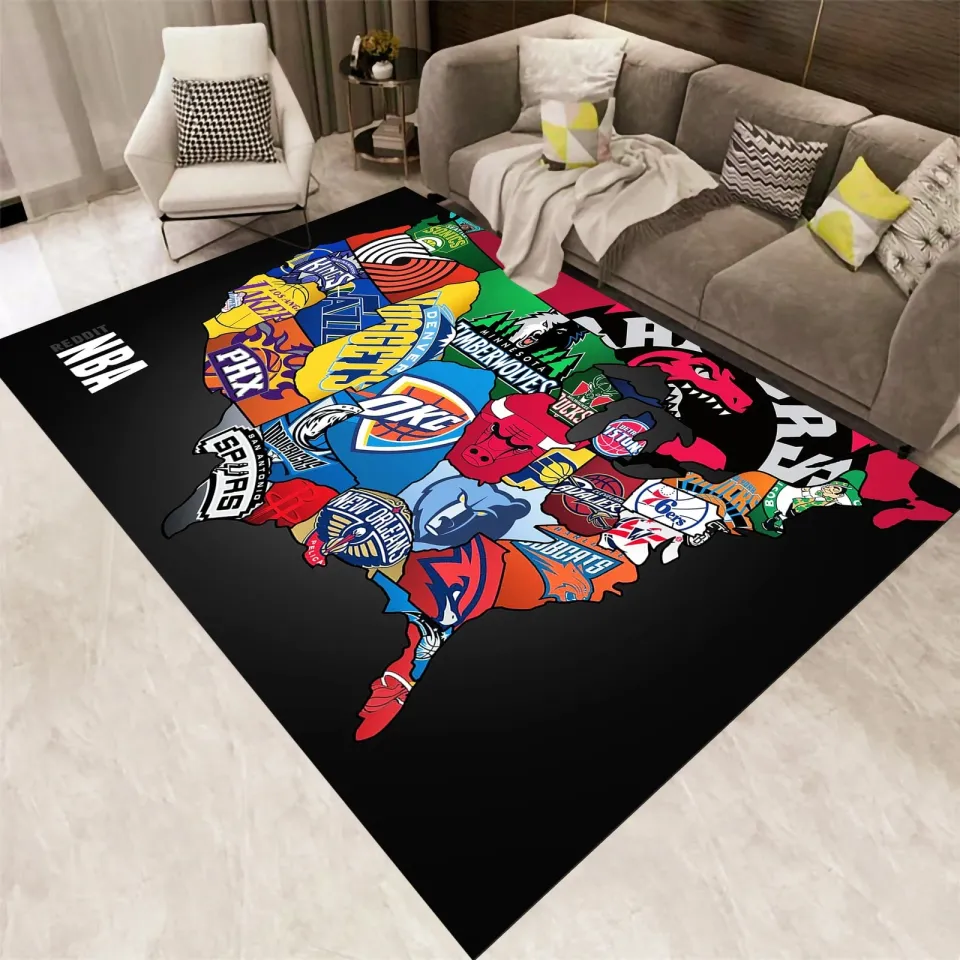 NBA Map Rug, Basketball Rug, Minimalist Design