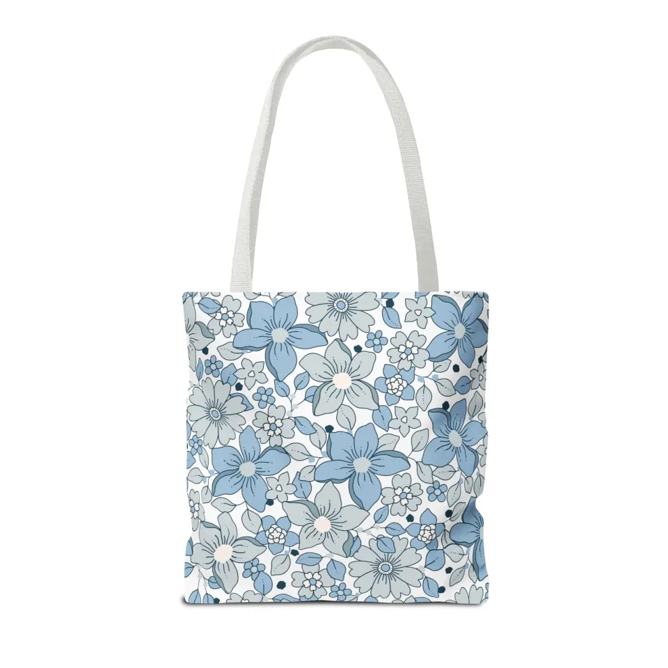 Blue And Grey Flowers Tote Bag (AOP)