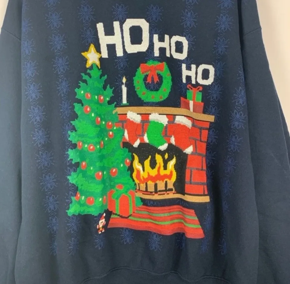 GILDAN Ugly Christmas Sweater Large Ho Ho Ho Large