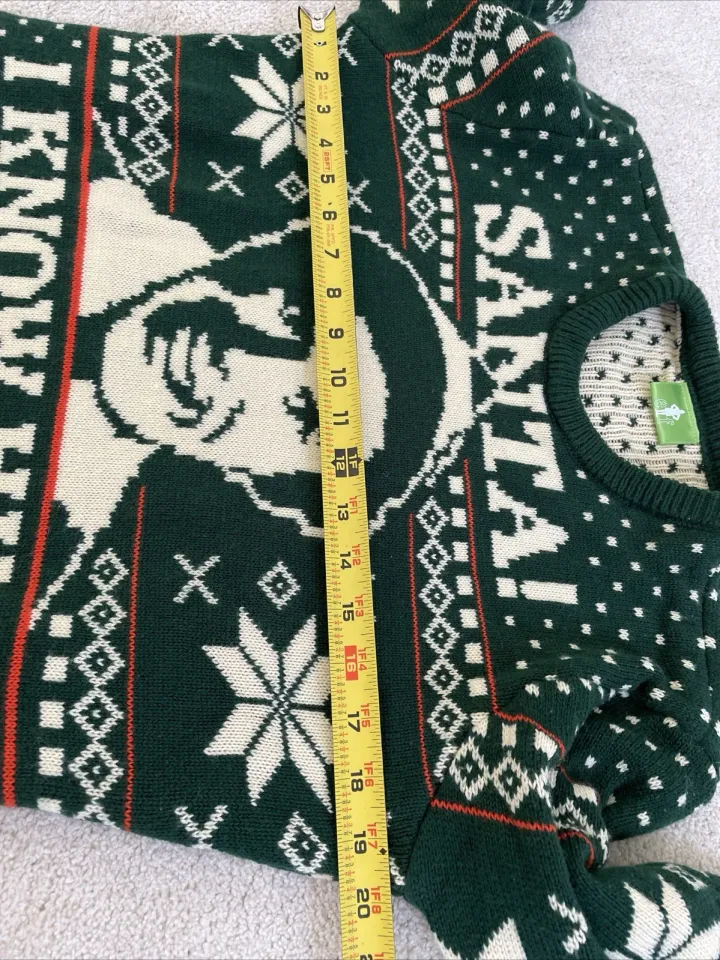 Elf Santa I Know Him Ugly Christmas Novelty Sweater Size M Holiday Cabincore