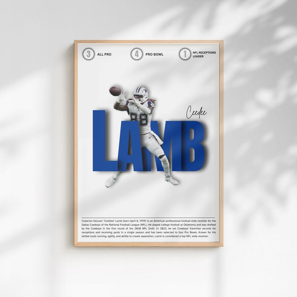Ceedee Lamb Poster: Dallas Cowboys football Wall Art
