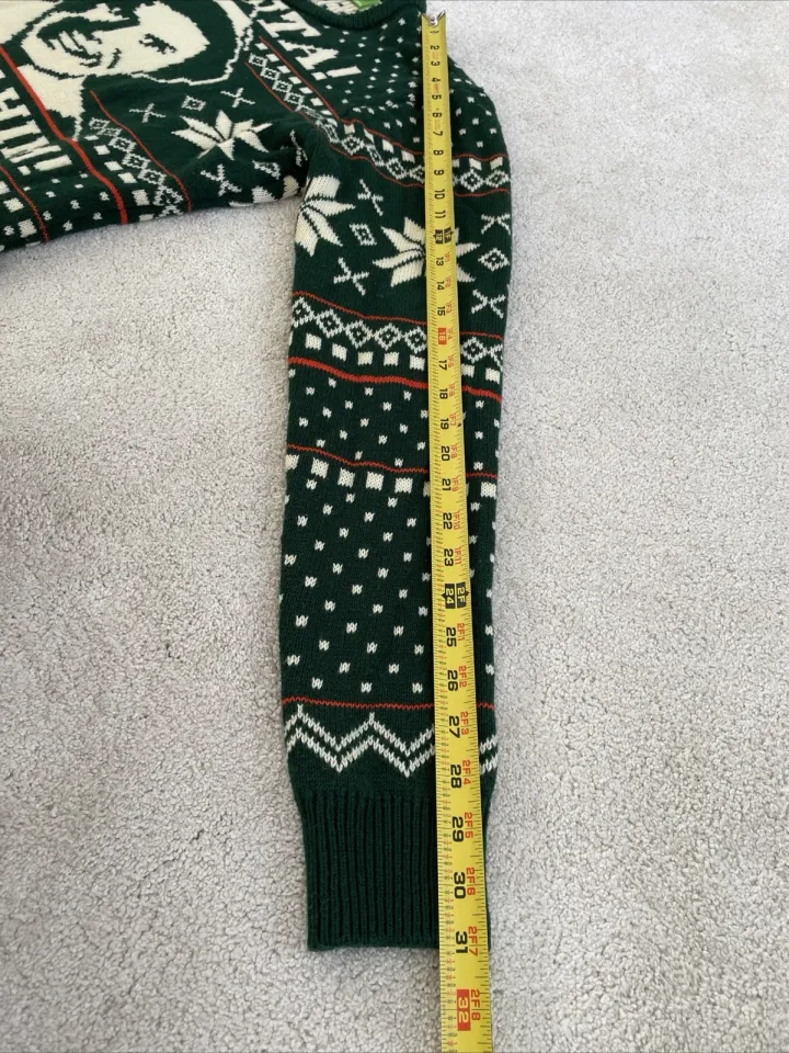 Elf Santa I Know Him Ugly Christmas Novelty Sweater Size M Holiday Cabincore
