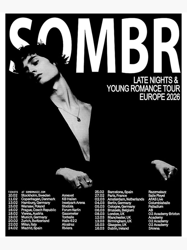 Sombr Europe Tour 2026 Poster