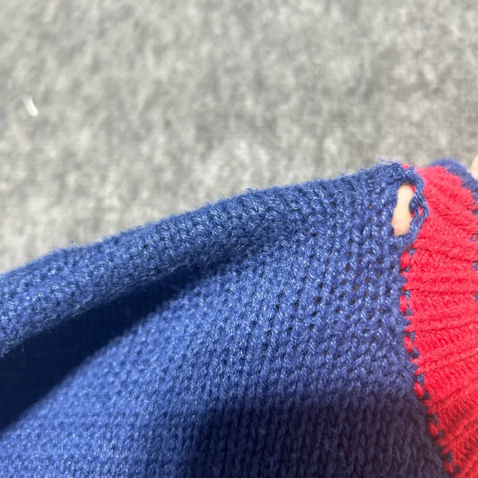 Christmas Sweater Ugly Medium Holiday Blue Tree Candy Cane Wreath Grandma