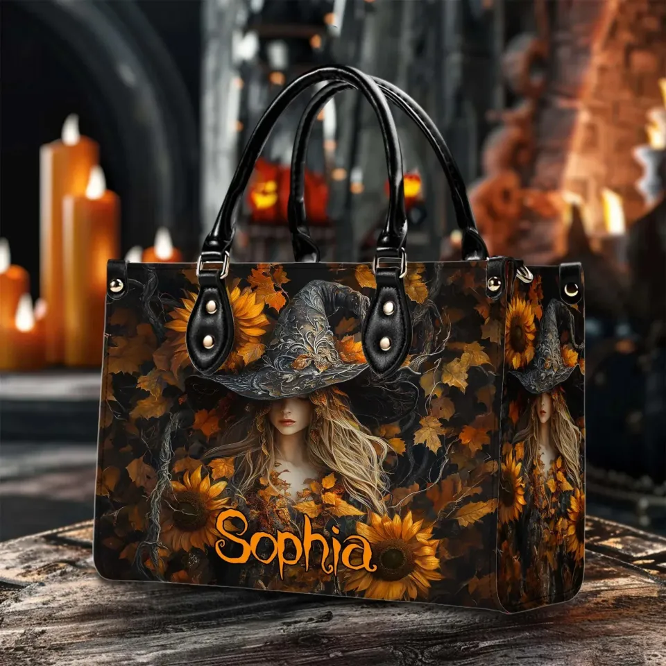 Personalized Salem Witch Print 3D Art Handbag With Handle &amp, Spooky Hallo