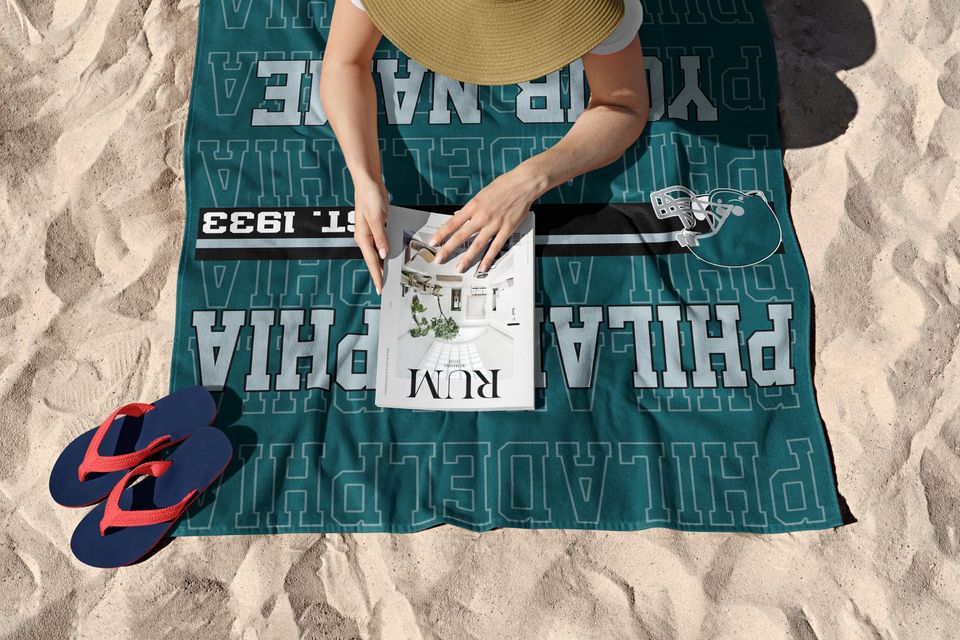 Philadelphia Football Personalized Beach Towel,Philadelphia Eagle Football Towel,Football Towel,Eagle Retro Blanket,Eagle Fan Gift