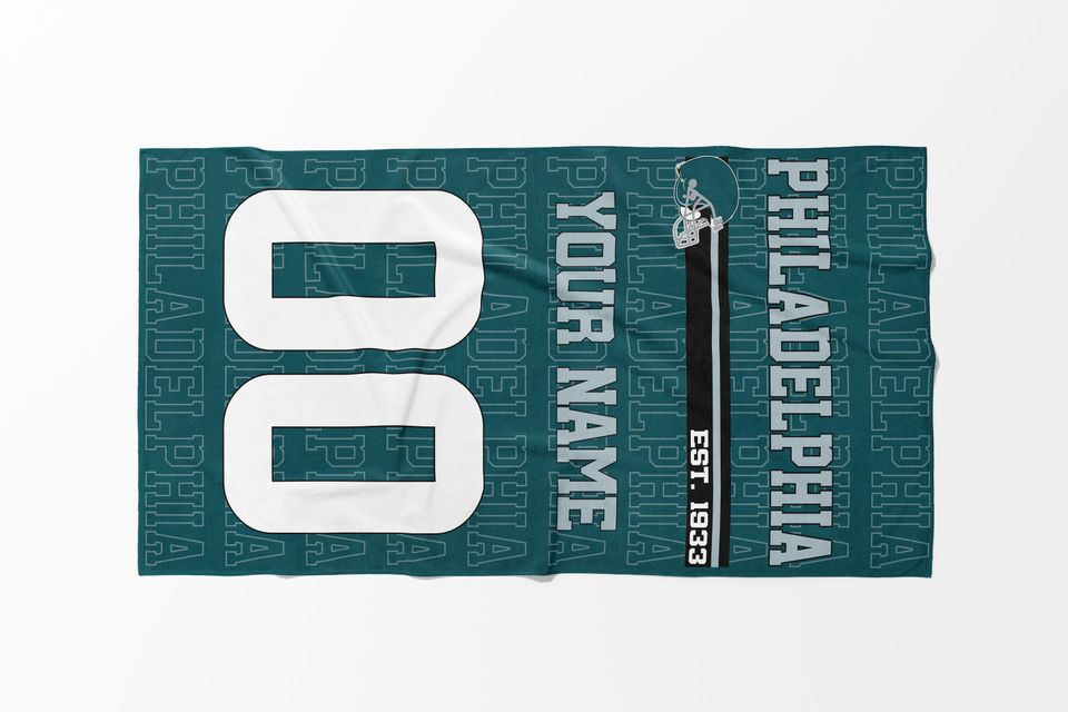 Philadelphia Football Personalized Beach Towel,Philadelphia Eagle Football Towel,Football Towel,Eagle Retro Blanket,Eagle Fan Gift