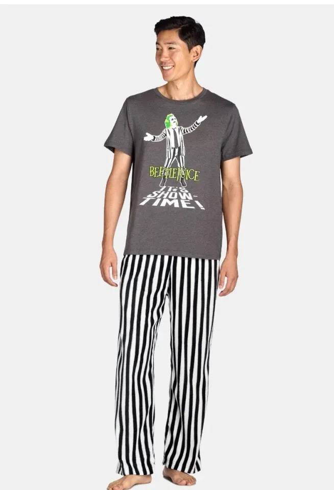 Beetlejuice Men’s Sleep Tee and Pants Pajama Set Size M