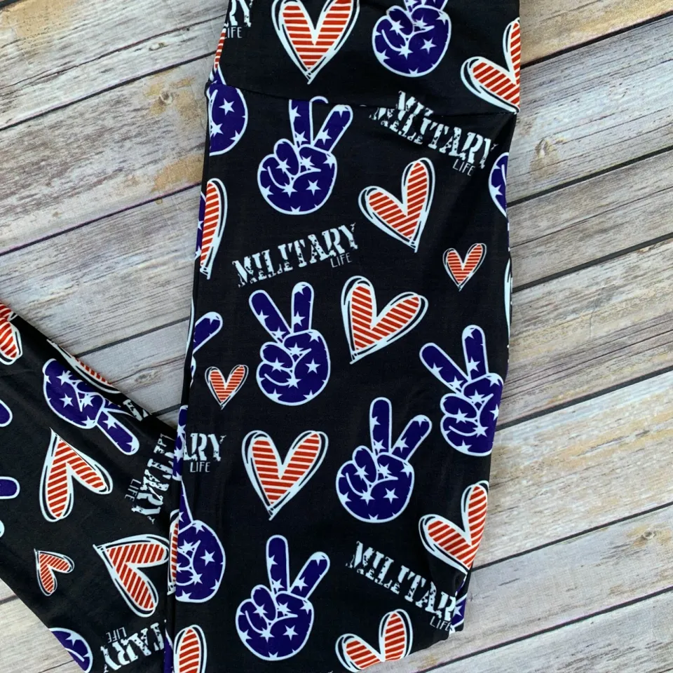 Peace Love Military Life Women's Plus Size Leggings