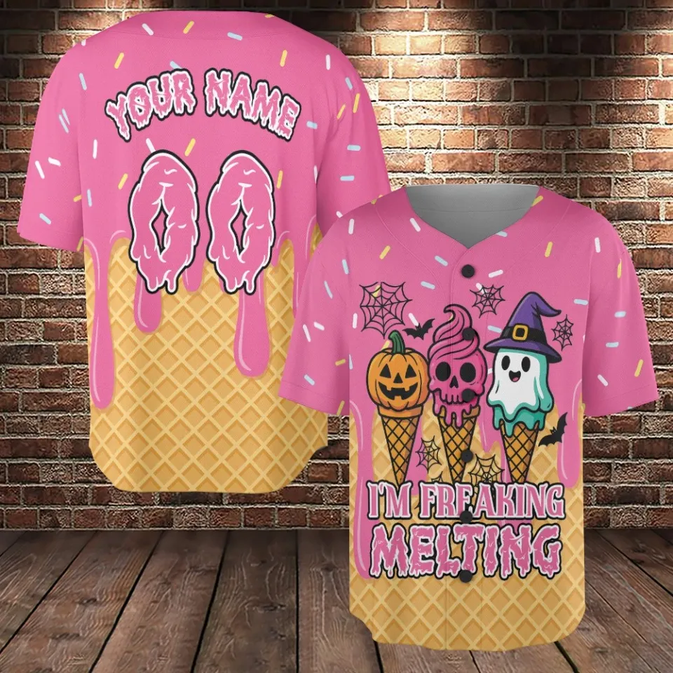 Personalized I’m Freaking Melting Halloween Baseball Jersey