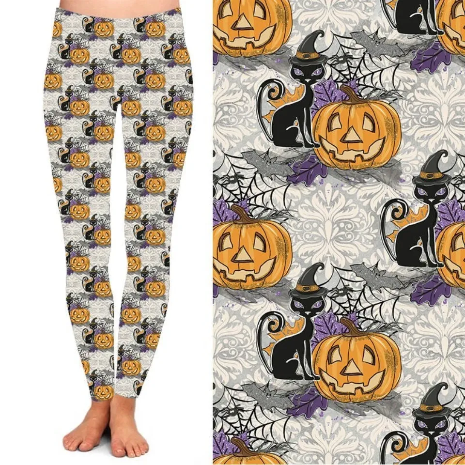 Black Cat Pumpkin Halloween Bat Women's Leggings