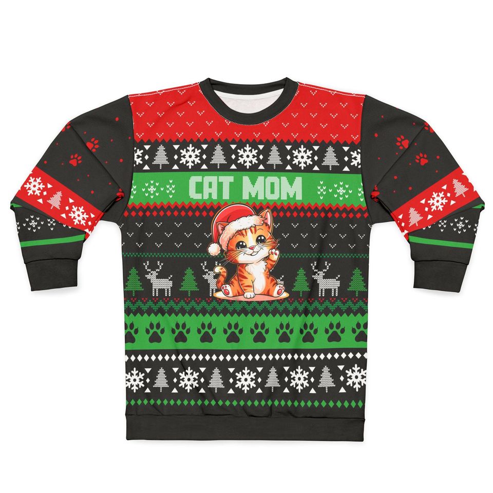 Cat Mom Christmas Ugly Sweater