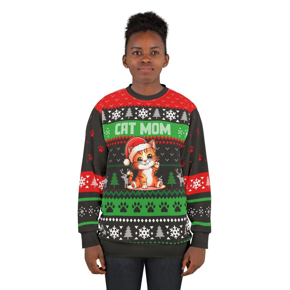 Cat Mom Christmas Ugly Sweater