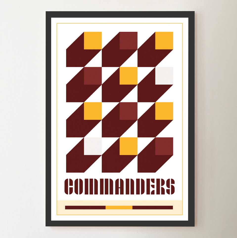 Washington Commanders Abstract Bauhaus-Inspired Squares Poster