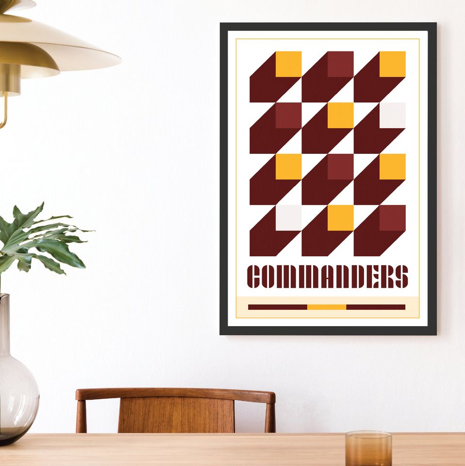 Washington Commanders Abstract Bauhaus-Inspired Squares Poster