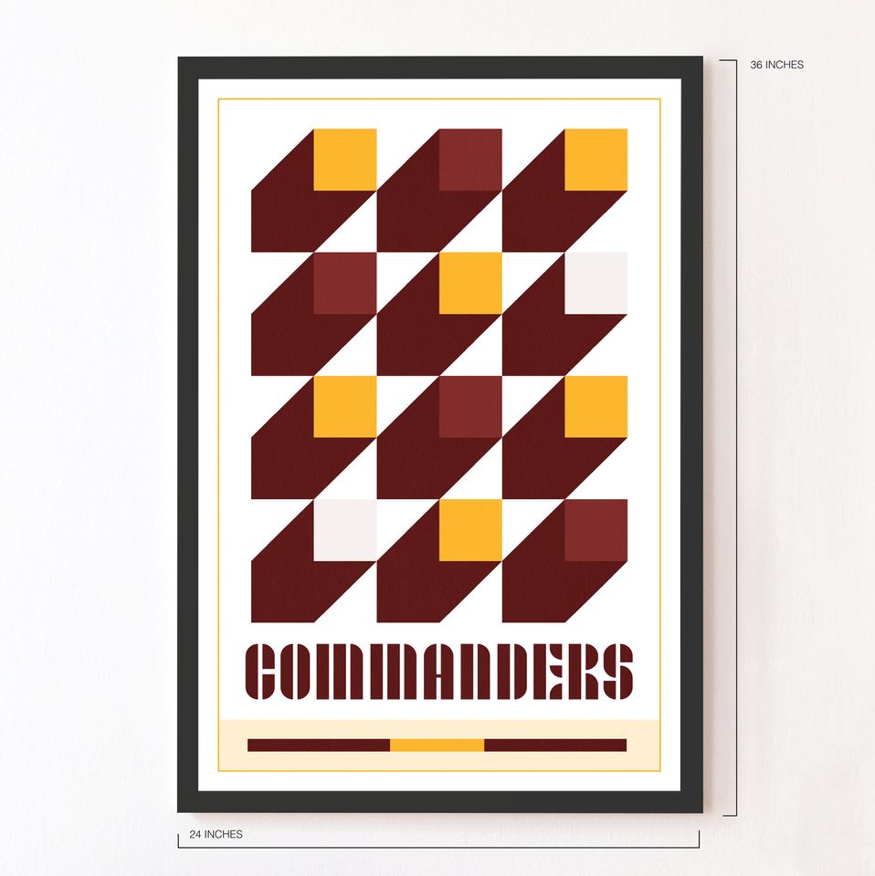 Washington Commanders Abstract Bauhaus-Inspired Squares Poster