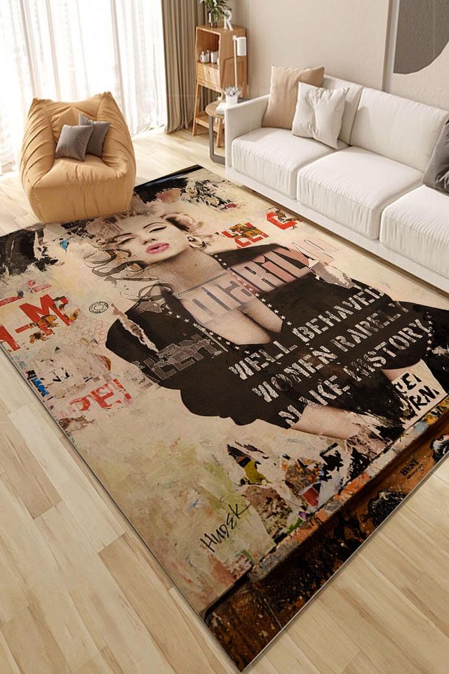 Merilyn Monroe Pop Art Rug: Colorful Cotton Area Rug