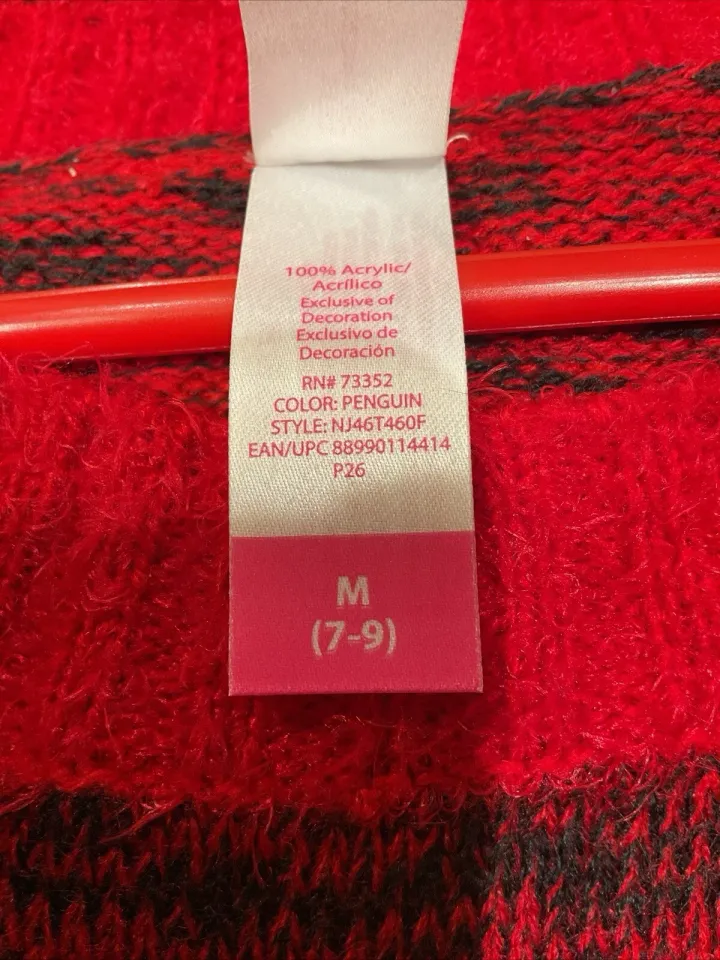 No Boundaries Ugly Christmas Sweater- Penguin in Scarf  Hat  Snowflakes-