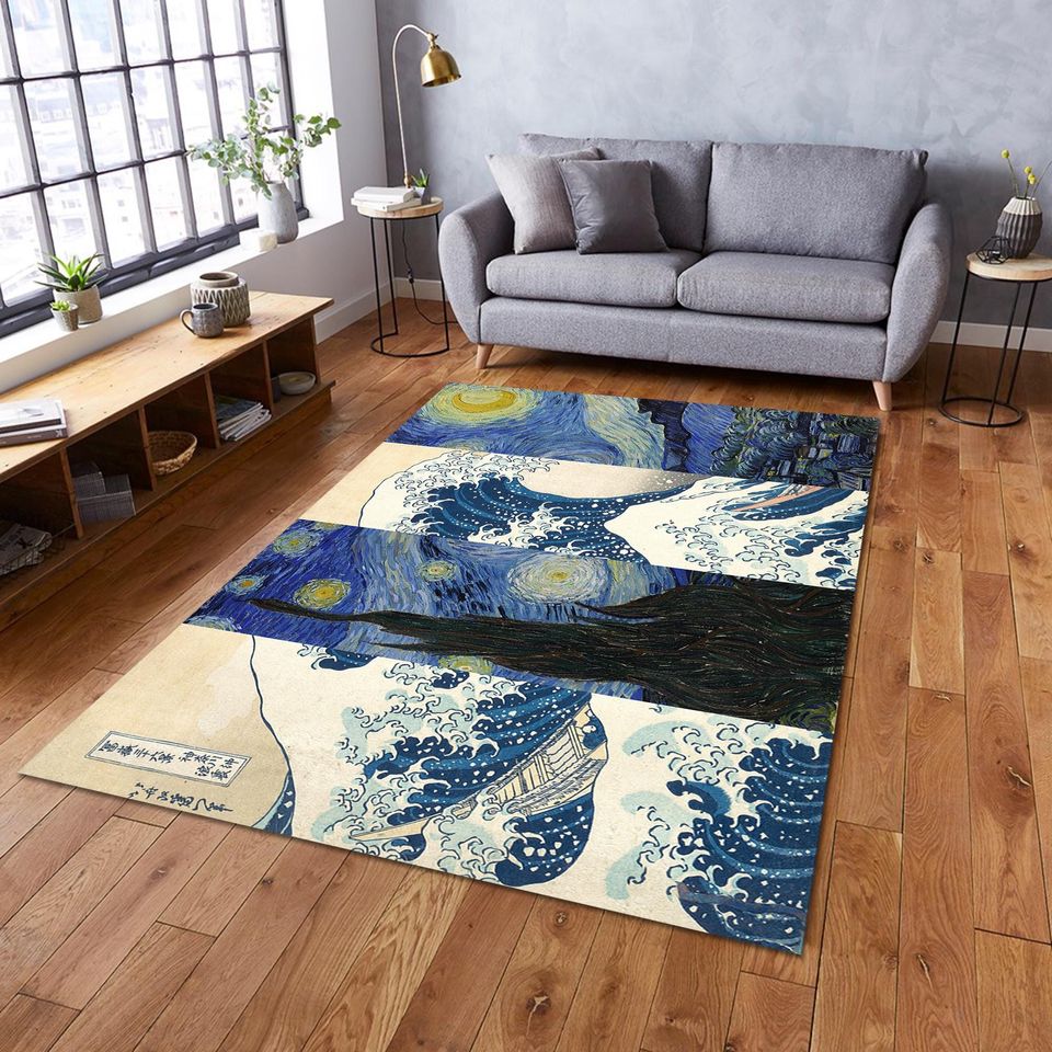 Starry Night Rug: Van Gogh Painting, Bedroom Living Decor