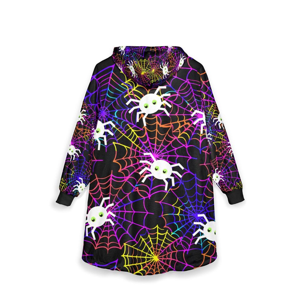 Cozy Spider Webs Hooded Blanket | Perfect for Halloween, Home Comfort, Movie Nights, Gift for Kids & Adults, Spooky Season Decor