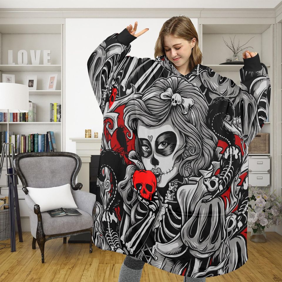 Blanket Hoodie personalized blankets hoodie that is a blanket Comics La Catrina Da De Los Muertos