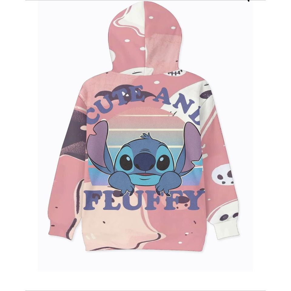2025 Spring Autumn 3D Disney Stitch Printing Hoodie Unisex Casual Pullover with Pockets