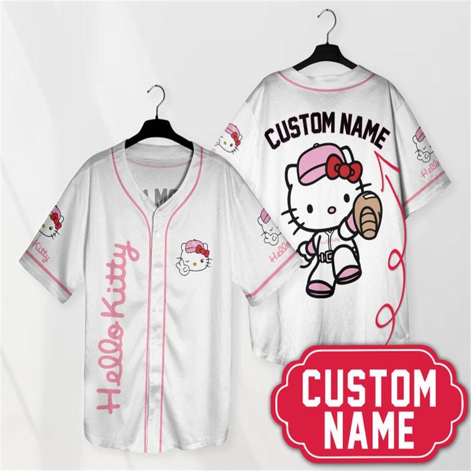 Customized Hello Kitty baseball jerseys, Kitty Cat baseball jerseys, Disneyland shirts