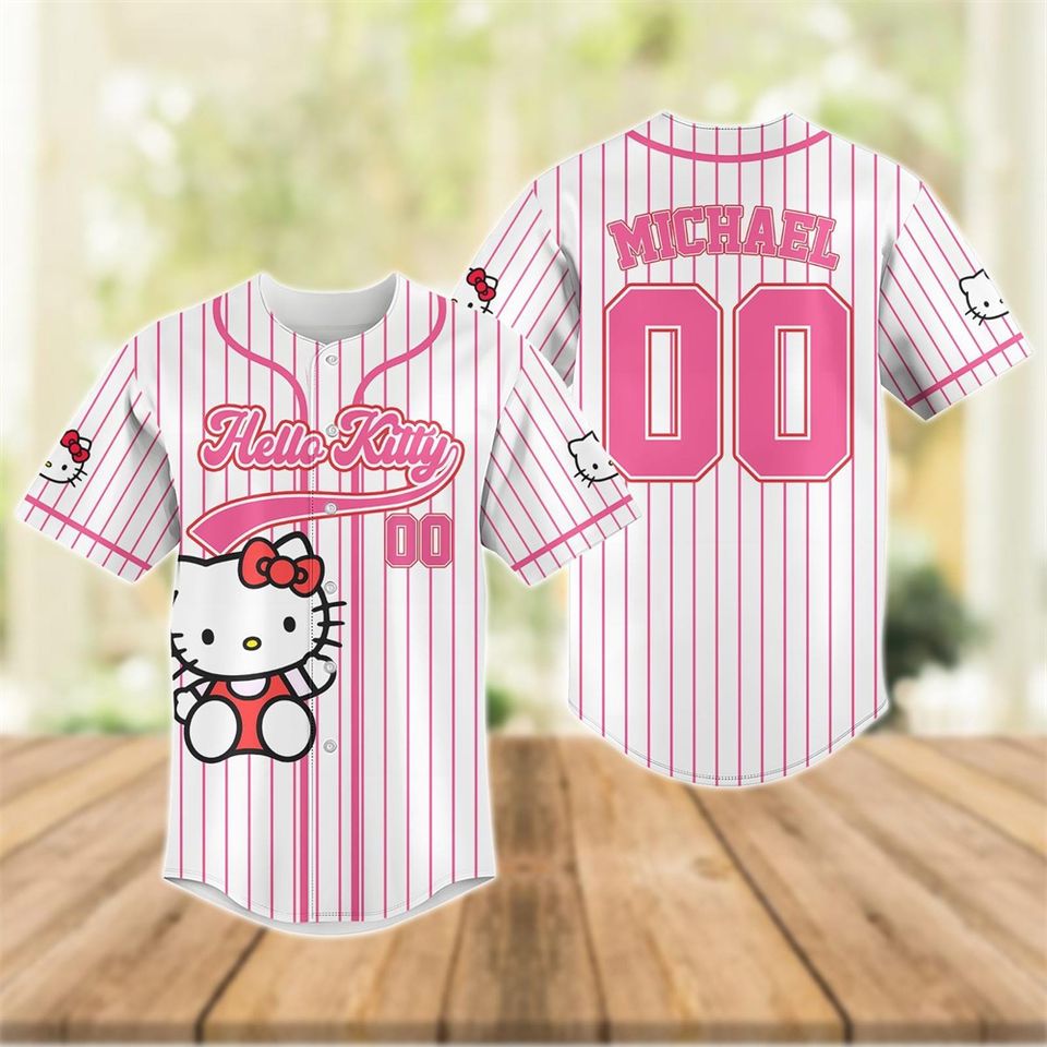 Customized Hello Kitty baseball jerseys, Kitty Cat baseball jerseys, Disneyland shirts