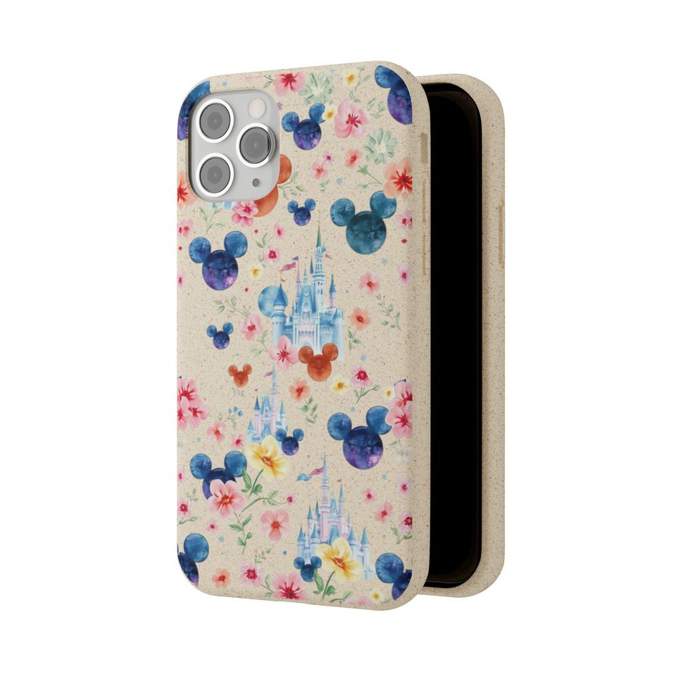 Biodegradable Phone Case, Eco-Friendly Mickey Mouse Floral Phone Case