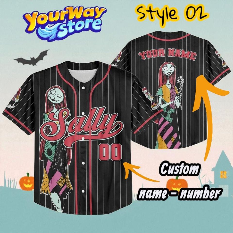 Halloween Jack Skellington Baseball Jersey  Nightmare Before Christmas Oogie Boogie Sally Shirt