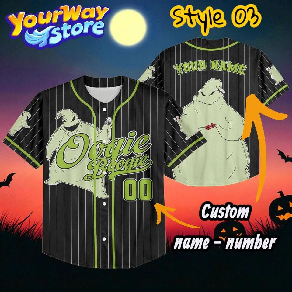 Halloween Jack Skellington Baseball Jersey  Nightmare Before Christmas Oogie Boogie Sally Shirt
