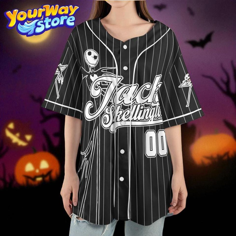 Halloween Jack Skellington Baseball Jersey  Nightmare Before Christmas Oogie Boogie Sally Shirt