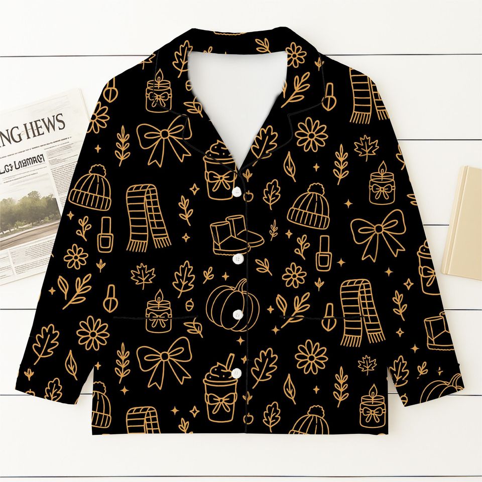 Cozy Fall Pajamas Set with Autumn Pattern