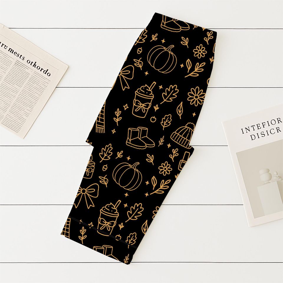 Cozy Fall Pajamas Set with Autumn Pattern