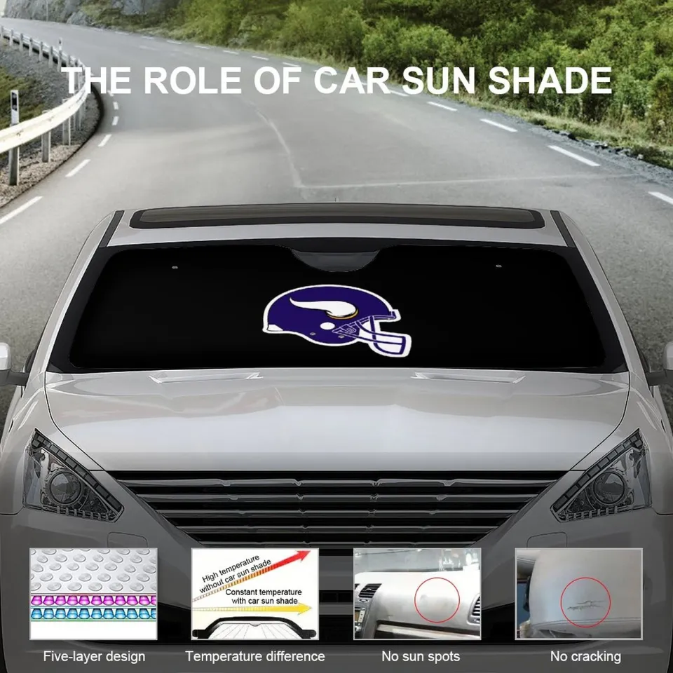 Minnesota Vikings Car Windshield Sunshade Car Accessories Car Sunshade Heatproof