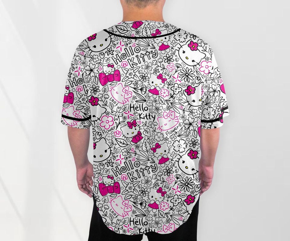 Hello Kitty Baseball Jersey Shirt Tropical Kitty Cat Family Tee
