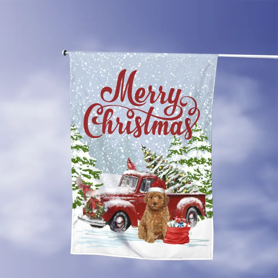 Cavapoo Dog Merry Christmas Flag, Cavapoo Dog Christmas Truck Flag Gift