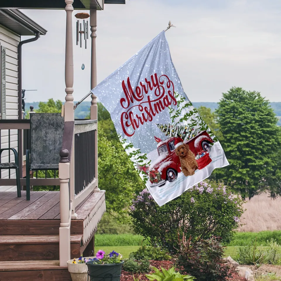 Cavapoo Dog Merry Christmas Flag, Cavapoo Dog Christmas Truck Flag Gift