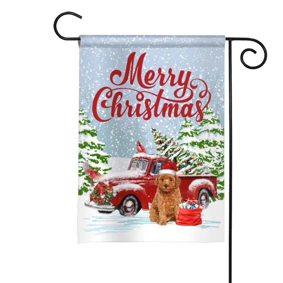 Cavapoo Dog Merry Christmas Flag, Cavapoo Dog Christmas Truck Flag Gift