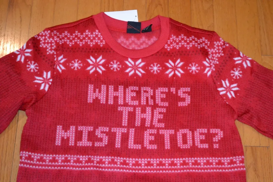 "Where's The Mistletoe?" Ugly Christmas Sweater Mad Engine Women's