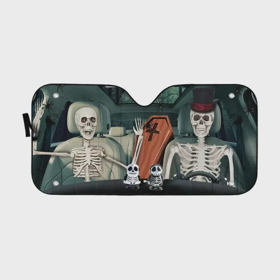 Happy Halloween, Halloween Skeleton Custom Car Auto Sunshade pattern, Horror Hal