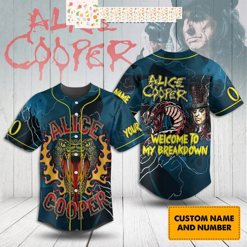 Alice Cooper Welcome To My Breakdown Personalized Baseball Jersey