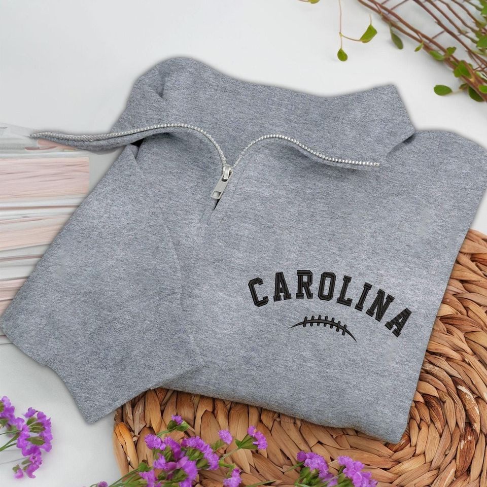 Embroidered Carolina Football Quarter-Zip Sweatshirt: Cozy Game Day Pullover