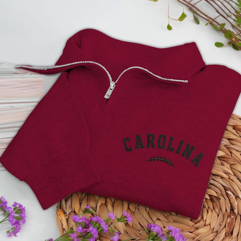 Embroidered Carolina Football Quarter-Zip Sweatshirt: Cozy Game Day Pullover
