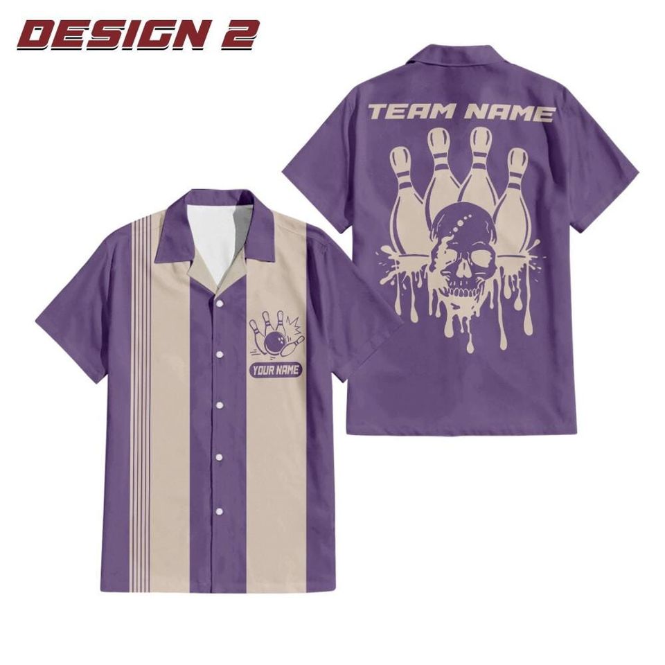 Personalized Vintage Style Bowling Team Hawaiian Shirt, Custom Bowling Button Down Shirt, Bowling Player Team