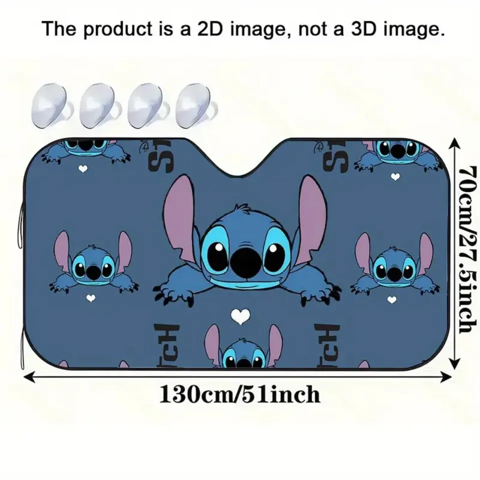 Disney Stitch Car Sun Visor - Foldable UV Protection Sunshade