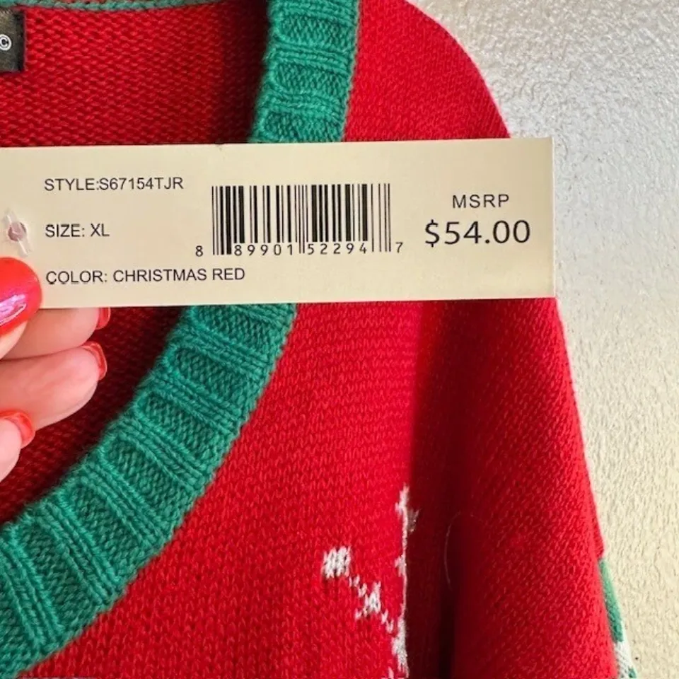 Ugly Christmas Holiday Sweater Women's Red Llama Long Sleeve Acrylic XL