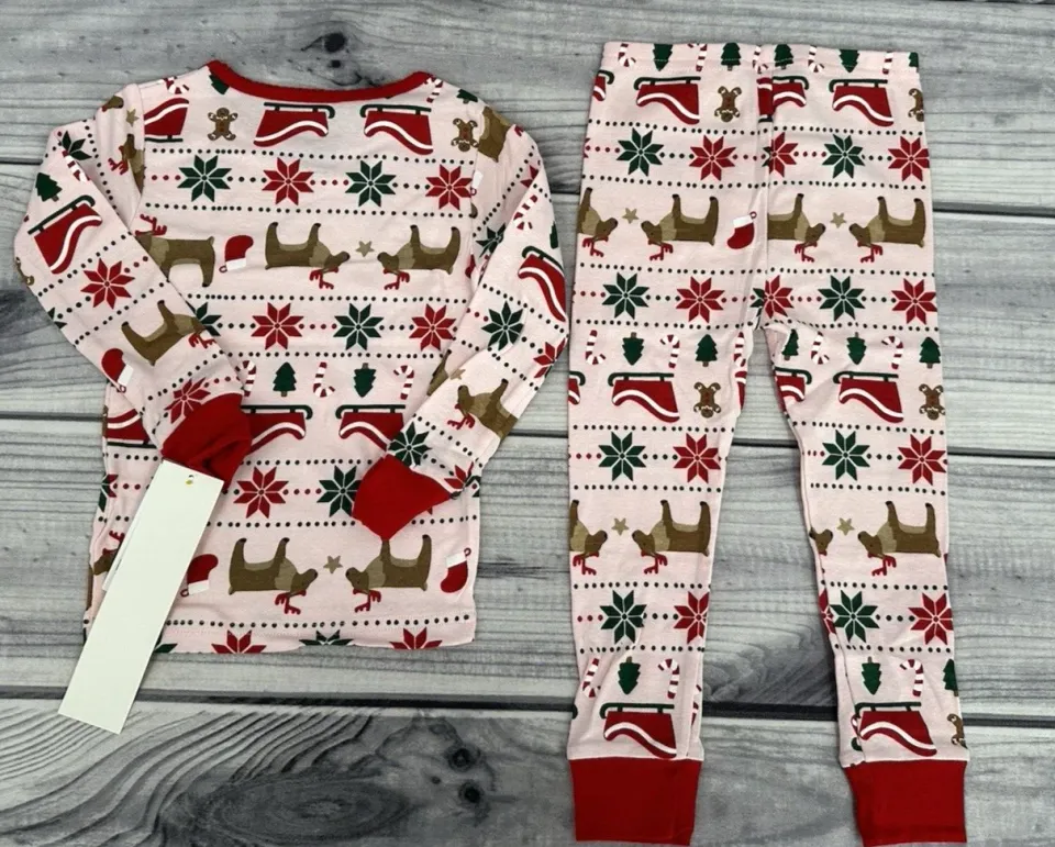CARTER'S FAIR ISLE CHRISTMAS PAJAMA SET Toddler Girl Size 2T PINK